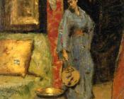 威廉梅里特查斯 - Woman in Kimono Holding a Japanese Fan